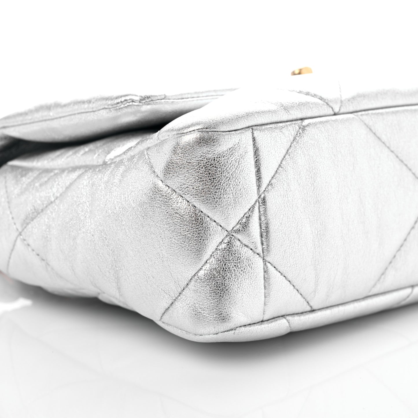Metallic Lambskin Quilted Medium Chanel 19 Flap Silver