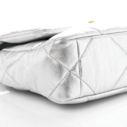 Chanel Metallic Lambskin Quilted Medium Chanel 19 Flap Silver 9 of 10