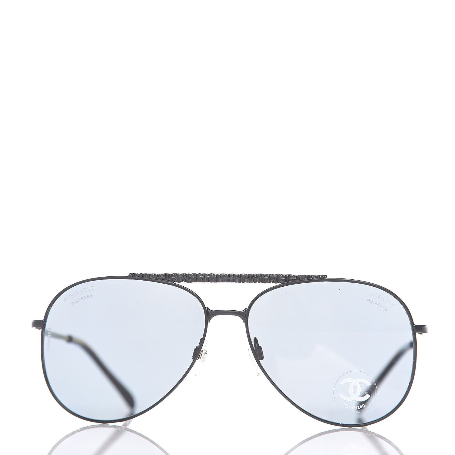 Chanel Metal Polarized Pilot Aviator Sunglasses 4231 Black 2 of 6
