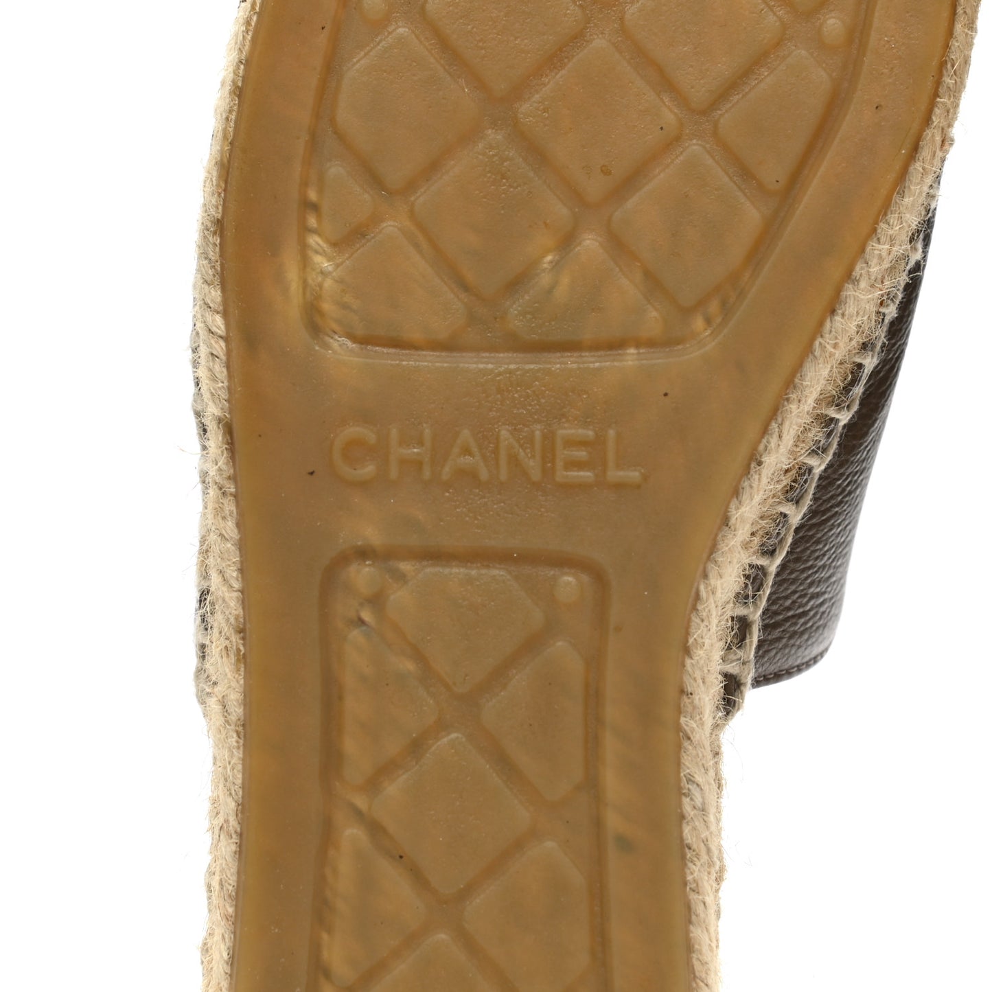 Calfskin CC Espadrille Mules 36 Dark Beige
