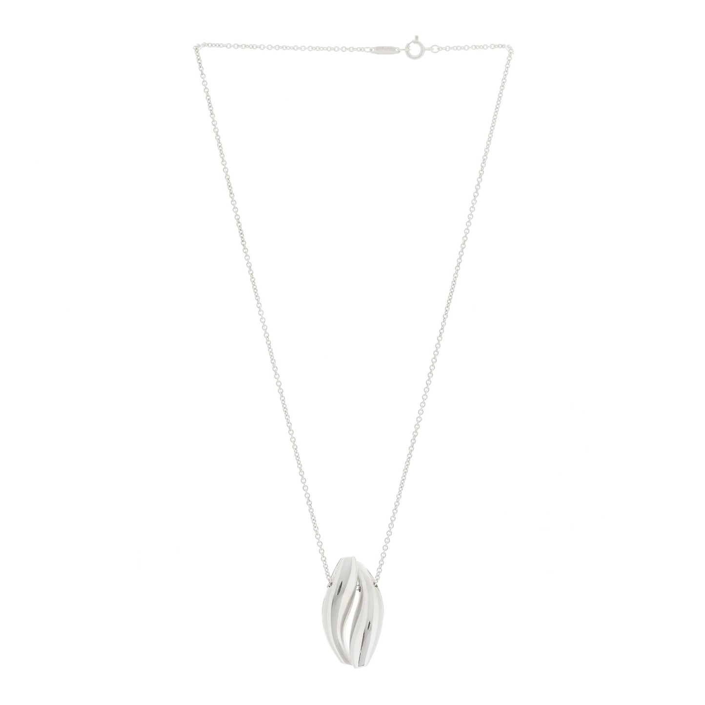 Sterling Silver Frank Gehry Double Fish Pendant Necklace