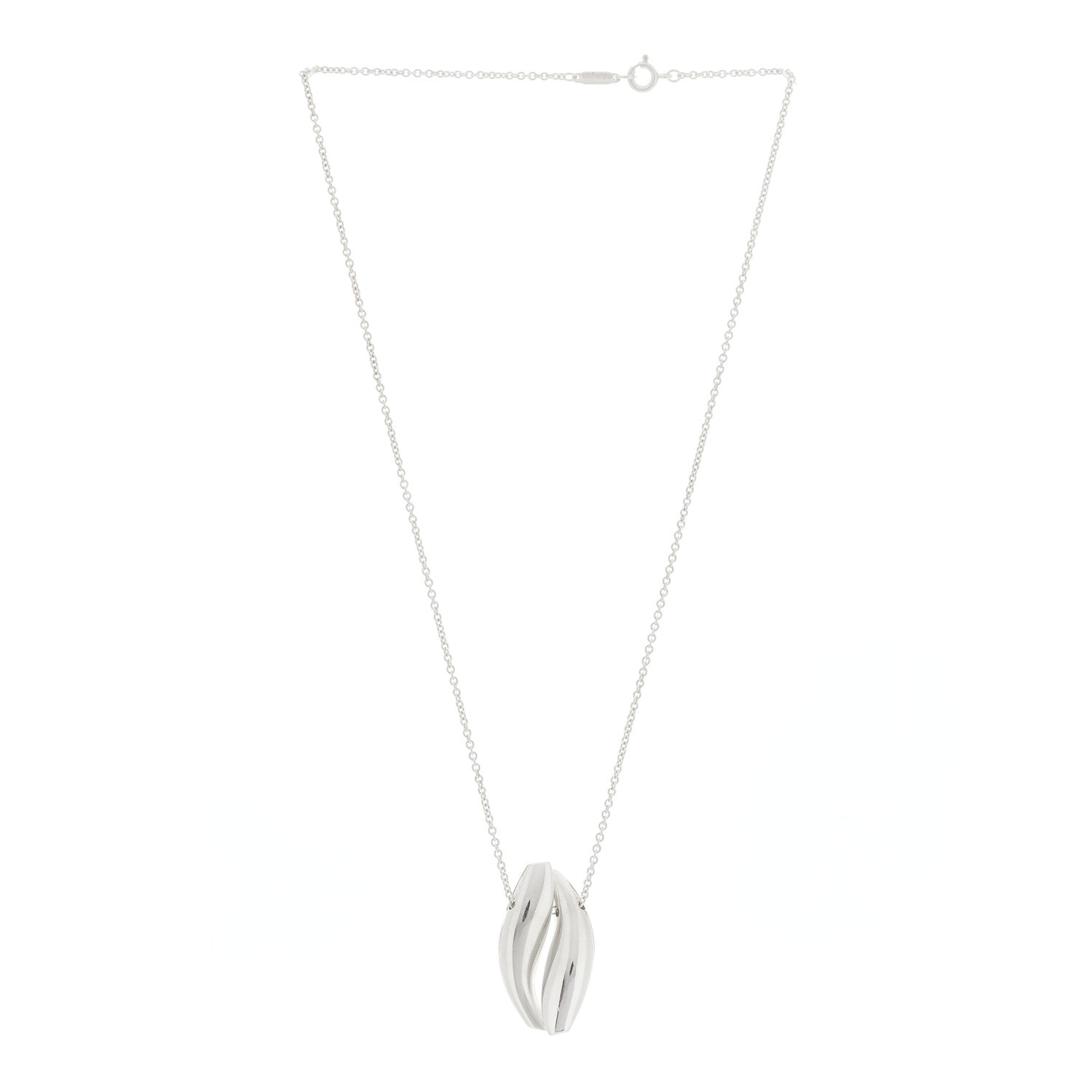 Tiffany Sterling Silver Frank Gehry Double Fish Pendant Necklace 2 of 4