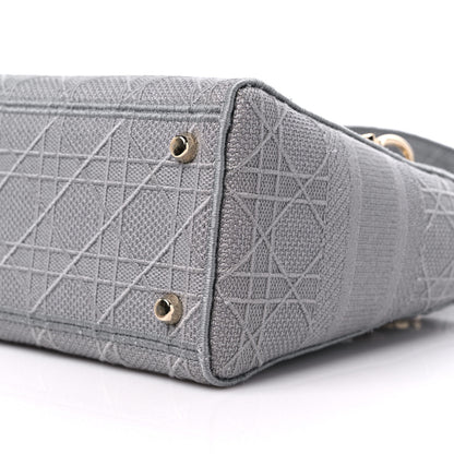 Christian Dior Canvas Embroidered Cannage Medium Lady D-Lite Gray 7 of 8