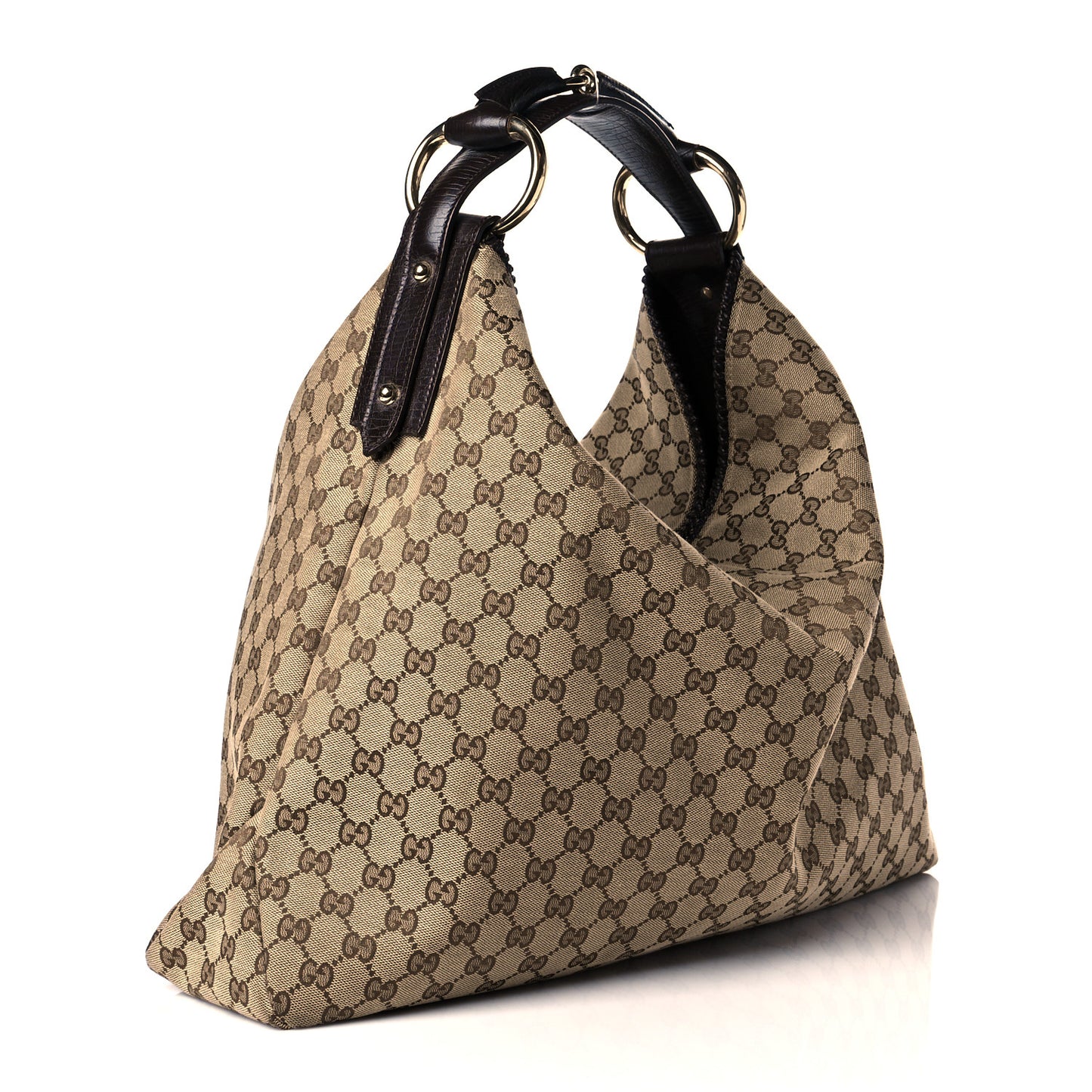 Monogram Large Horsebit Chain Hobo Dark Brown