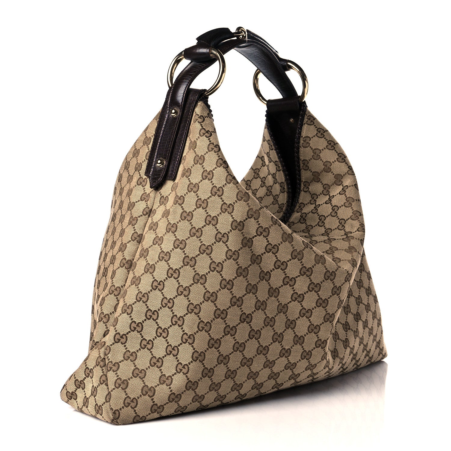 Gucci Monogram Large Horsebit Chain Hobo Dark Brown 3 of 15