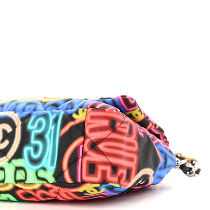 Chanel Fabric Printed Medium Chanel 19 Flap Black Multicolor 10 of 10