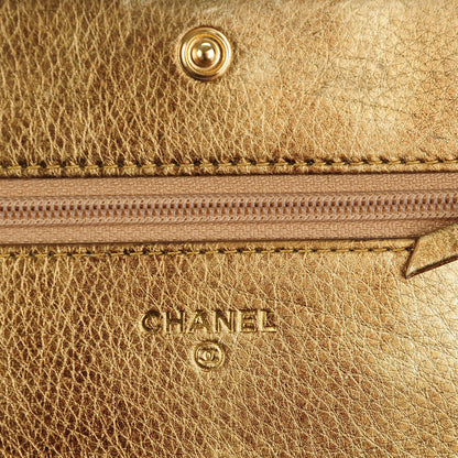 Chanel Metallic Distressed Calfskin Quilted Boy Wallet On Chain WOC Gold 6 of 8