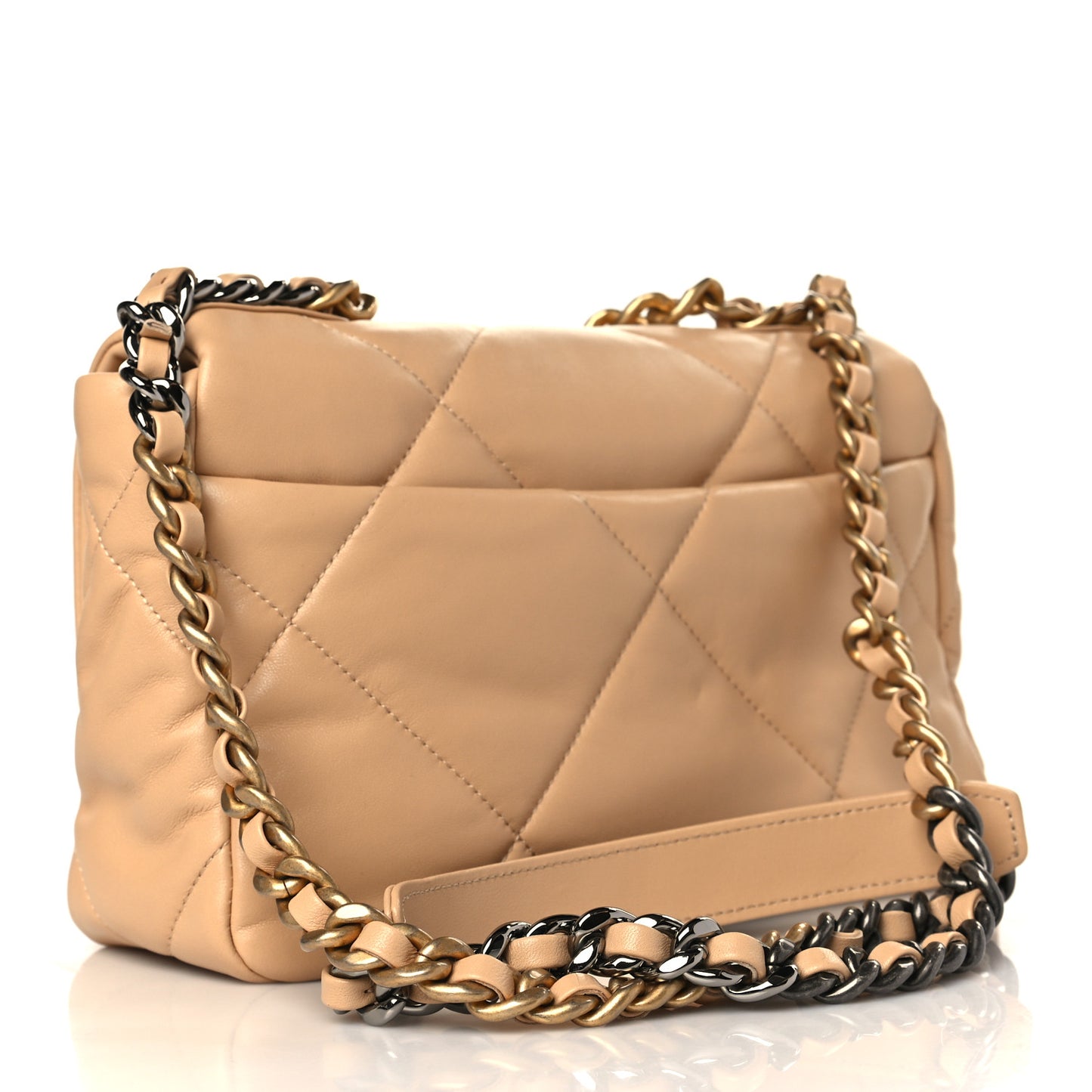 Lambskin Quilted Medium Chanel 19 Flap Beige