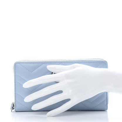 Gucci Calfskin Matelasse GG Marmont Zip Around Wallet Porcelain Light Blue 2 of 9
