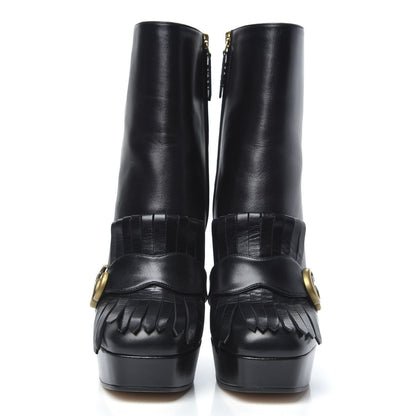 Gucci Malaga Kid GG Marmont Fringe Platform Ankle Boots 40 Black 2 of 8