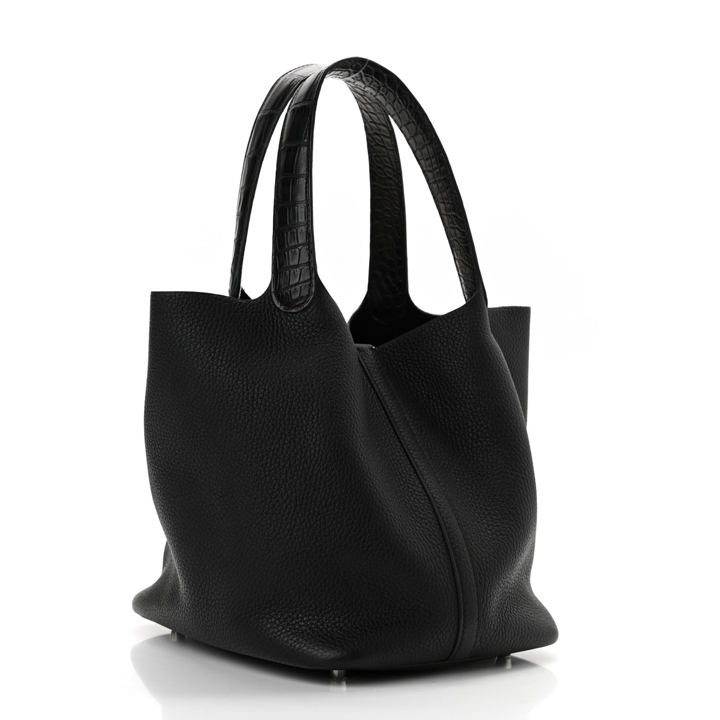 Taurillon Clemence Matte Alligator Picotin Lock Touch 22 MM Black