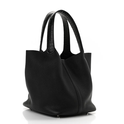 Hermes Taurillon Clemence Matte Alligator Picotin Lock Touch 22 MM Black 3 of 10