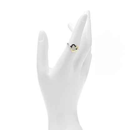 Tiffany Sterling Silver 18K Yellow Gold Open Heart Ring 53 6.5 2 of 4