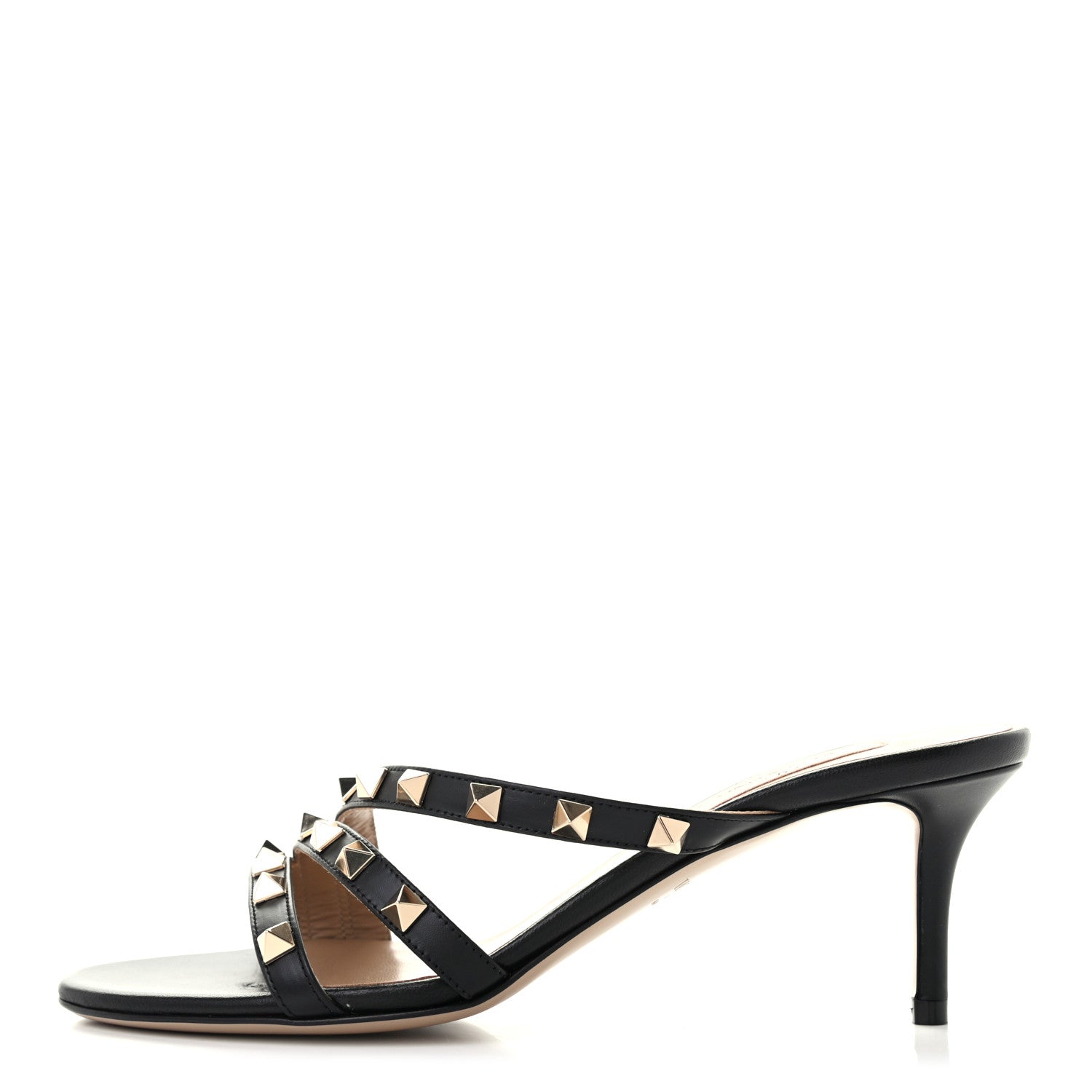 Valentino Garavani Calfskin Rockstud 60mm Slide Sandals 36.5 Black 1 of 8