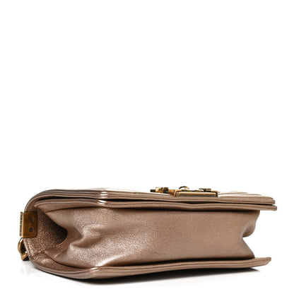 Chanel Metallic Lambskin Small Golden CC Boy Flap Dark Gold 3 of 9