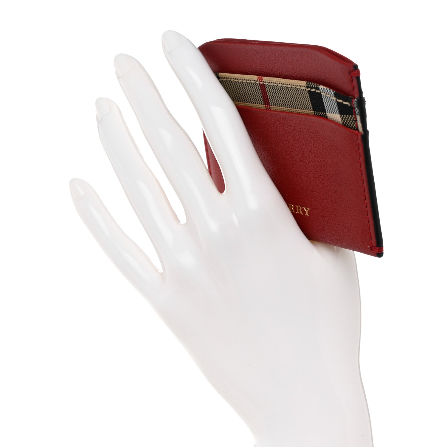 Burberry Calfskin Horseferry Check Izzy Card Case Red 2 of 8