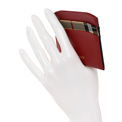 Burberry Calfskin Horseferry Check Izzy Card Case Red 2 of 8