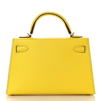 Hermes Chevre Mysore Mini Kelly Sellier 20 Jaune Citron 4 of 32
