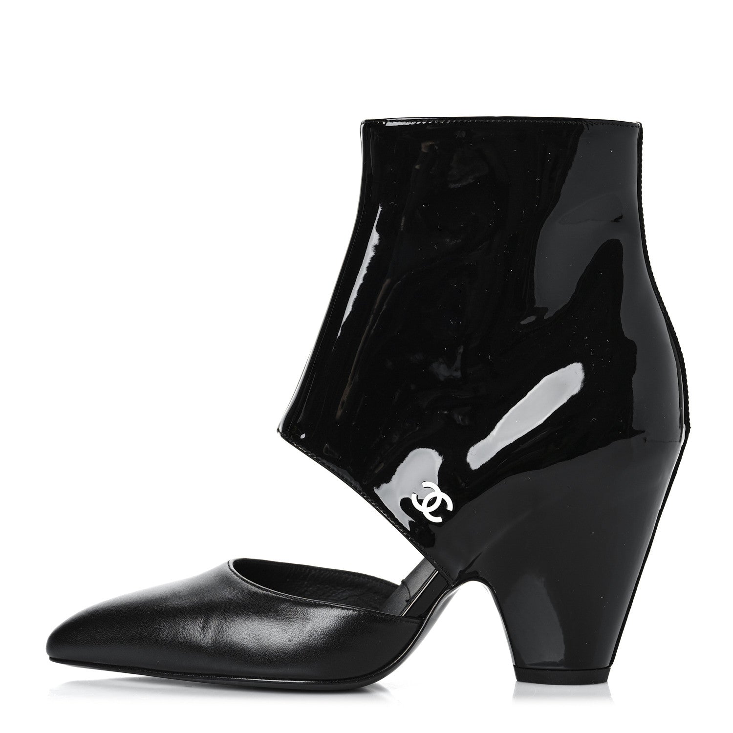 Chanel Patent Calfskin Short Ankle Boots 36.5 Black 1 of 8