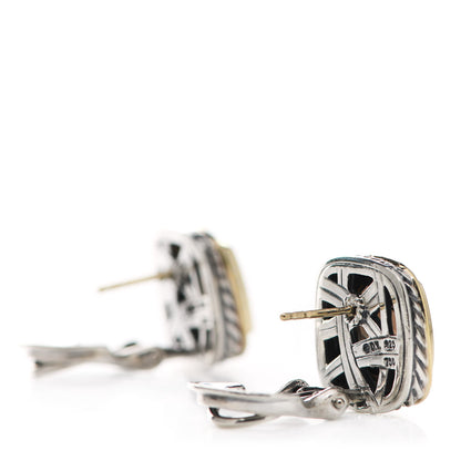 David Yurman Sterling Silver 18K Yellow Gold Diamond Smoky Quartz 11mm Albion Earrings 3 of 4