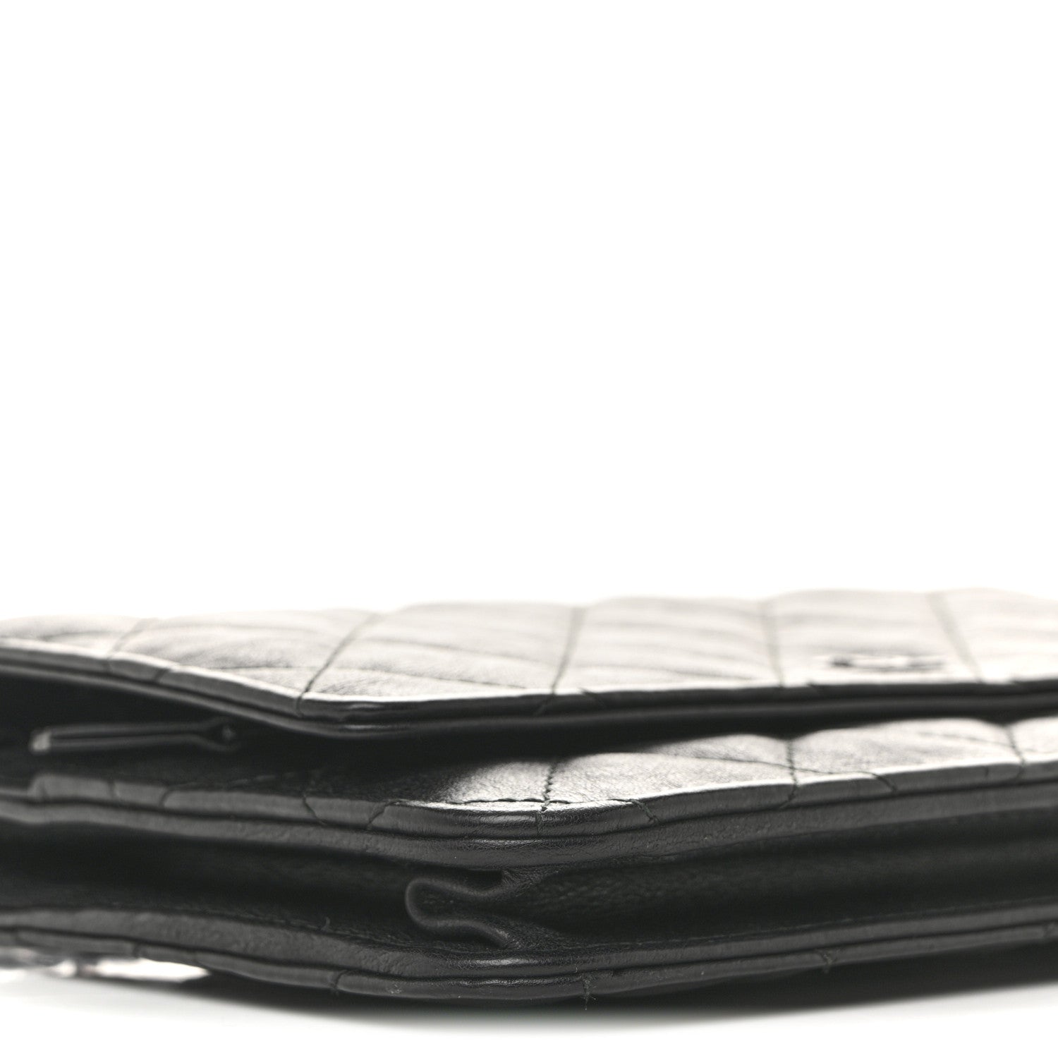 Chanel Crumpled Calfskin Quilted Wallet On Chain WOC So Black 9 of 11