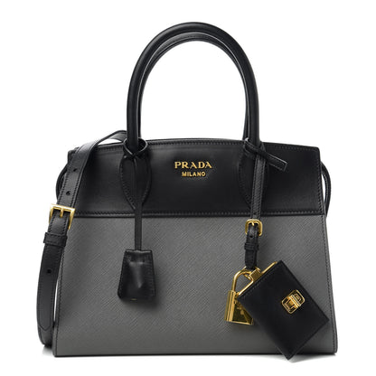 Prada Saffiano City Calfskin Small Esplanade Tote Mercurio Black 1 of 9