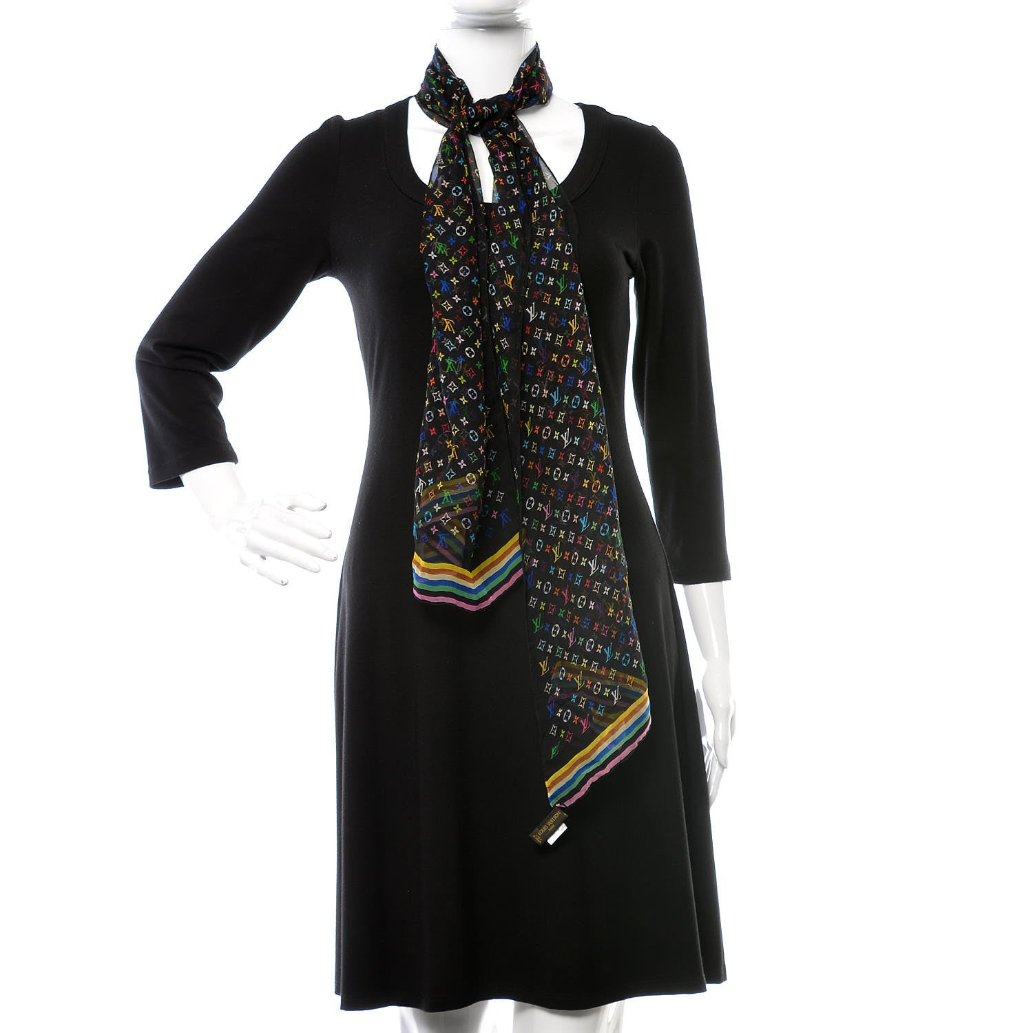 Louis Vuitton Silk Multicolor Scarf Black 2 of 4