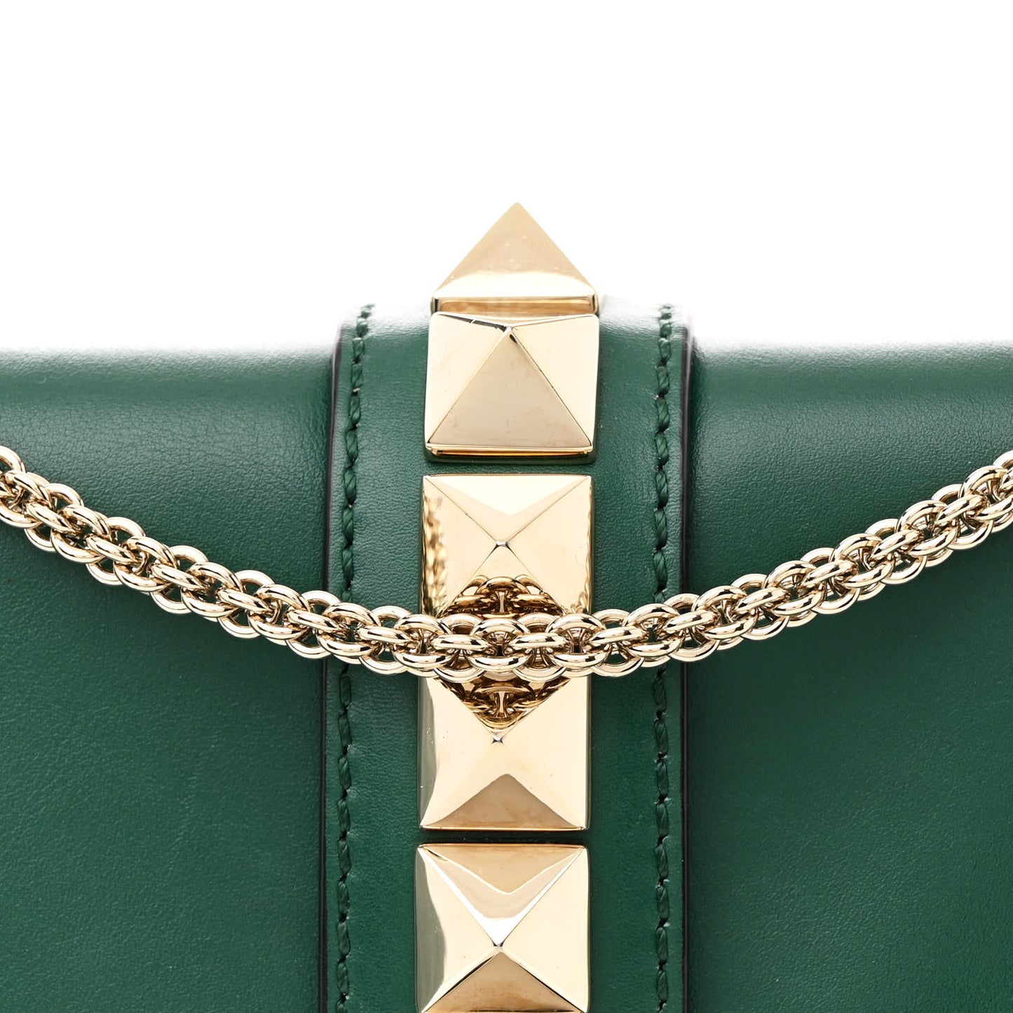 Vitello Medium Glam Lock Rockstud Flap Smeraldo