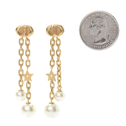 Christian Dior Pearl CD Navy Earrings Gold 2 of 5
