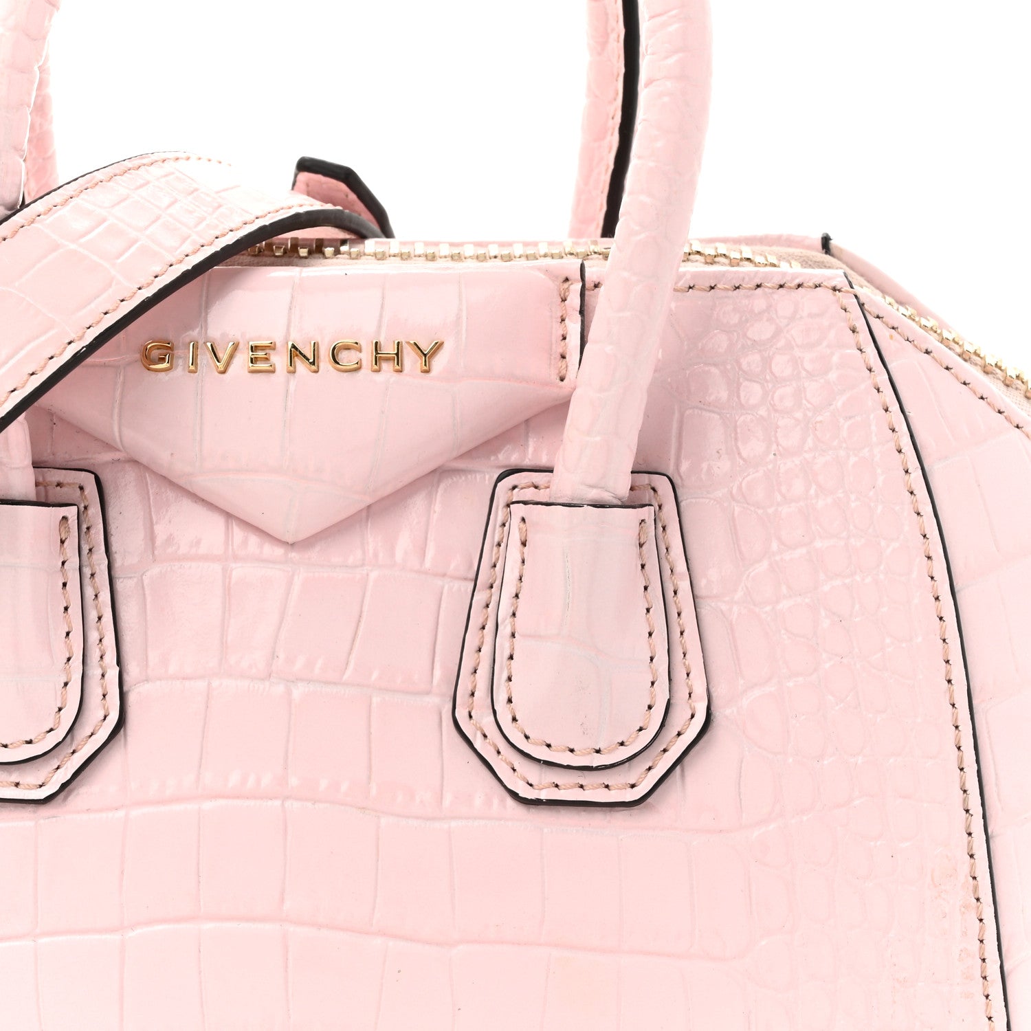 Givenchy Calfskin Crocodile Embossed Mini Antigona Pink 8 of 12