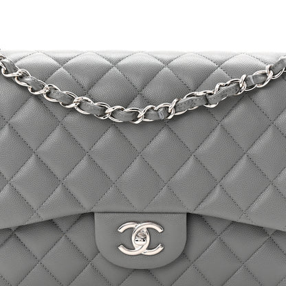 Chanel Caviar Quilted Jumbo Double Flap Grey 8 of 11