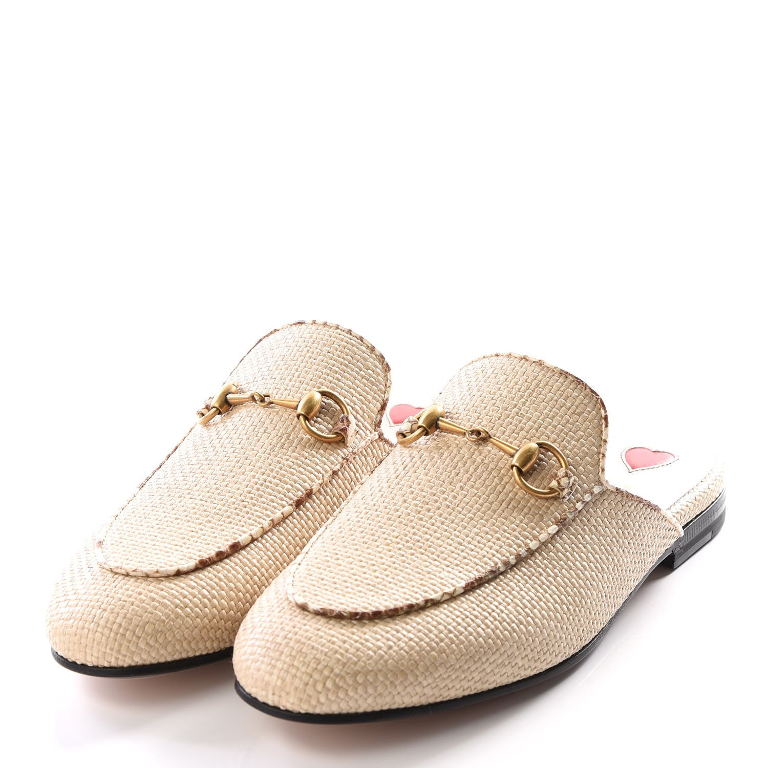 Gucci Straw Elaphe Womens Princetown Slippers 36 Natural Cream Brown 2 of 9
