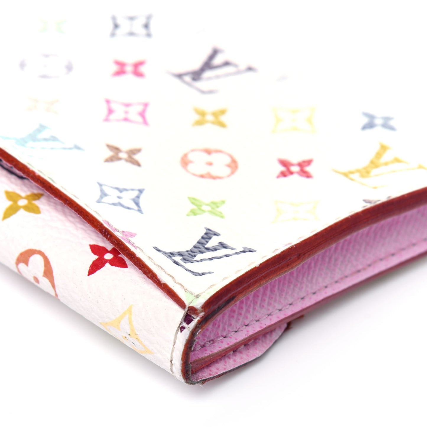 Monogram Multicolor Business Card Holder White Litchi