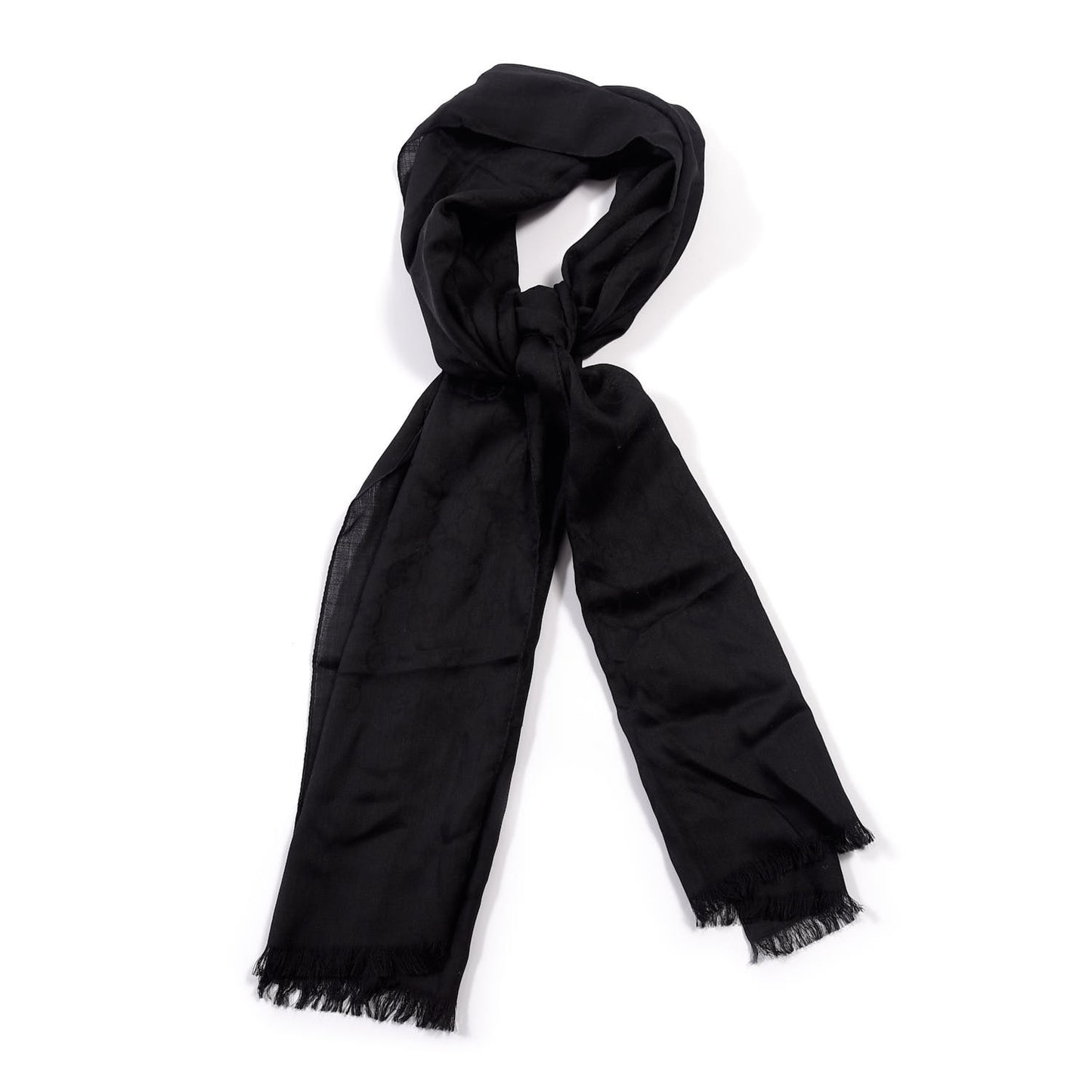 Wool Silk GG Monogram GGNat Scarf Black