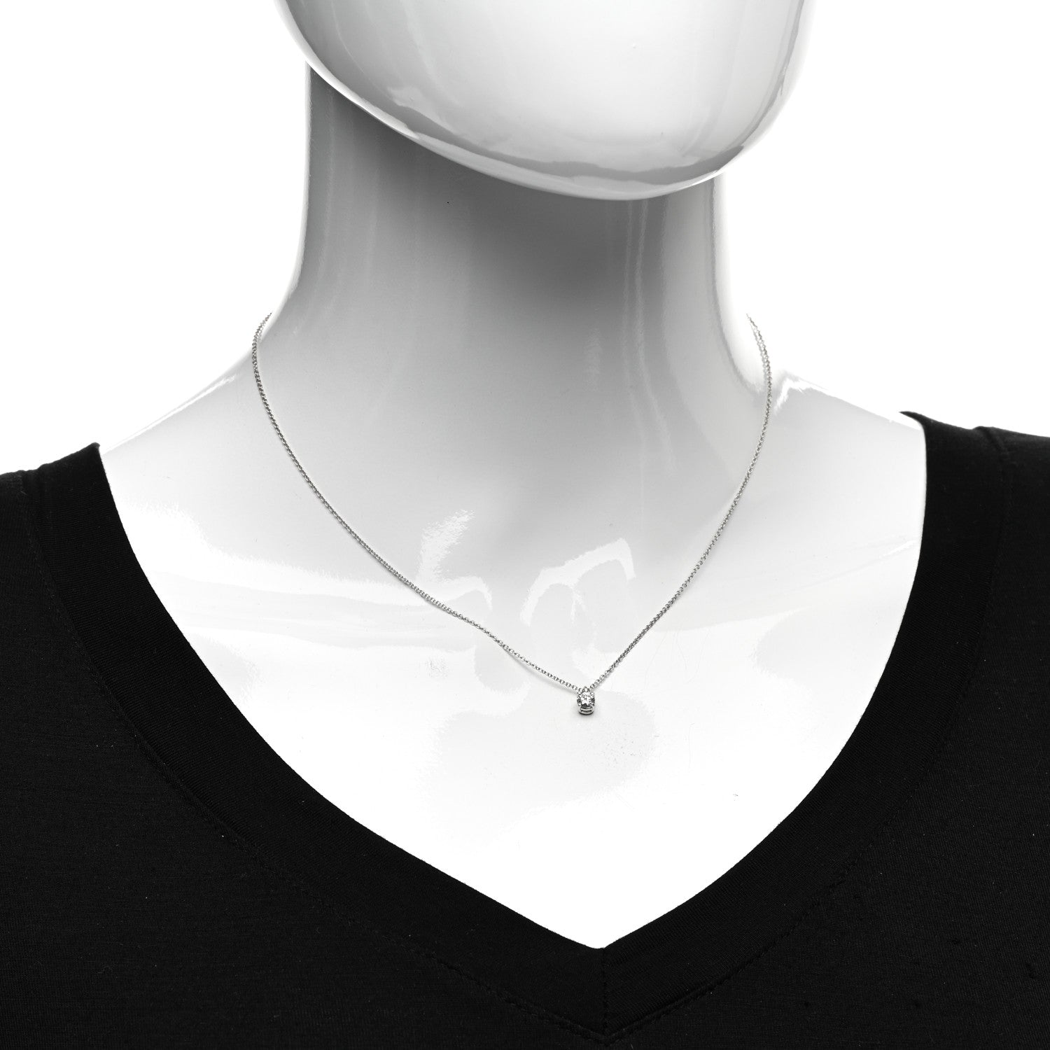 Tiffany Platinum Diamond .20ct Solitaire Pendant Necklace 2 of 5