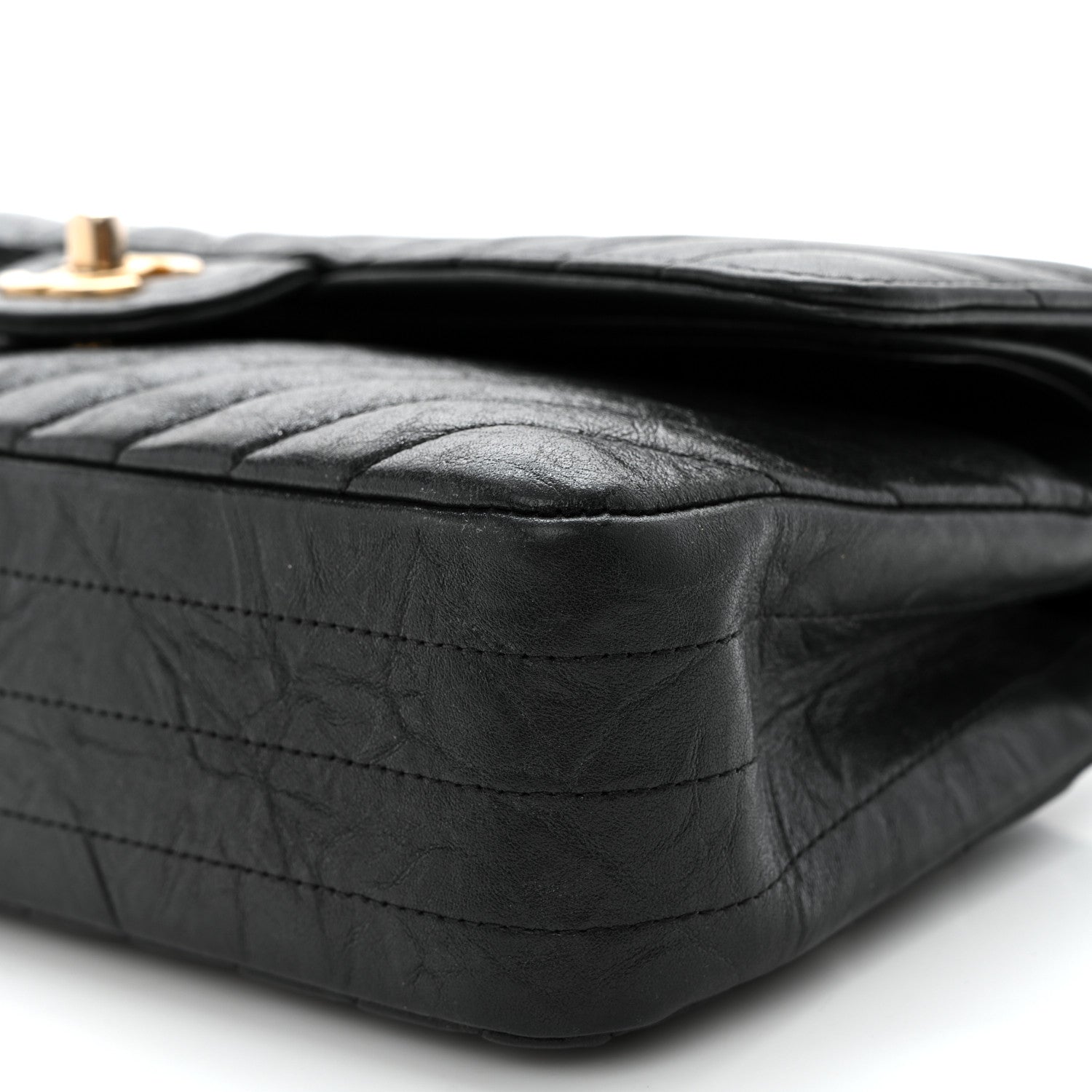Chanel Iridescent Calfskin Chevron Quilted Medium Double Flap Black 11 of 11
