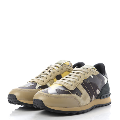 Valentino Garavani Nappa Suede Camouflage Mens Rockrunner Sneakers 41 Yellow Multicolor 3 of 10