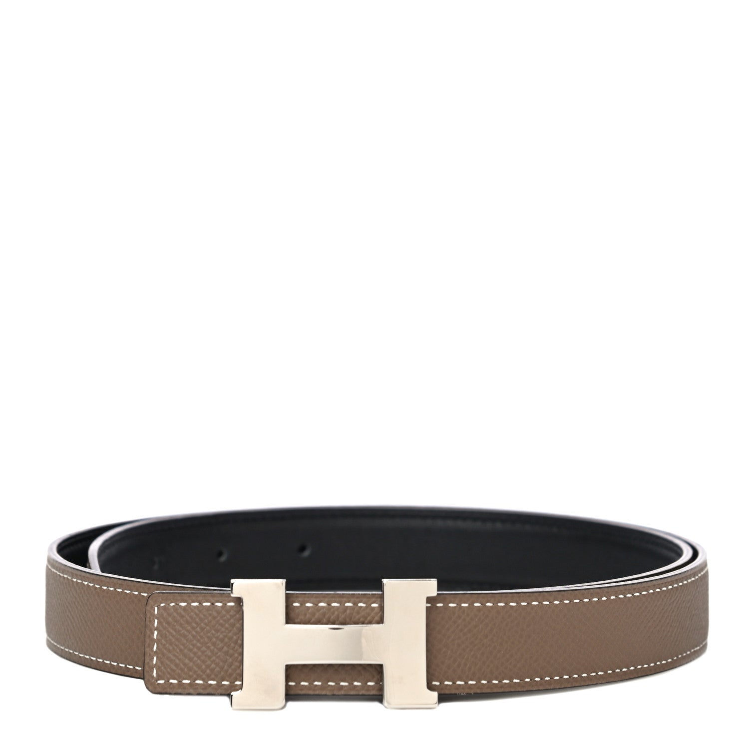 Hermes Swift Epsom 24mm Mini Constance H Belt 85 Black Etoupe 1 of 8