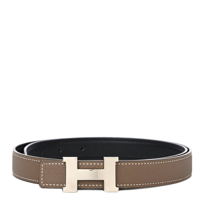 Hermes Swift Epsom 24mm Mini Constance H Belt 85 Black Etoupe 1 of 8