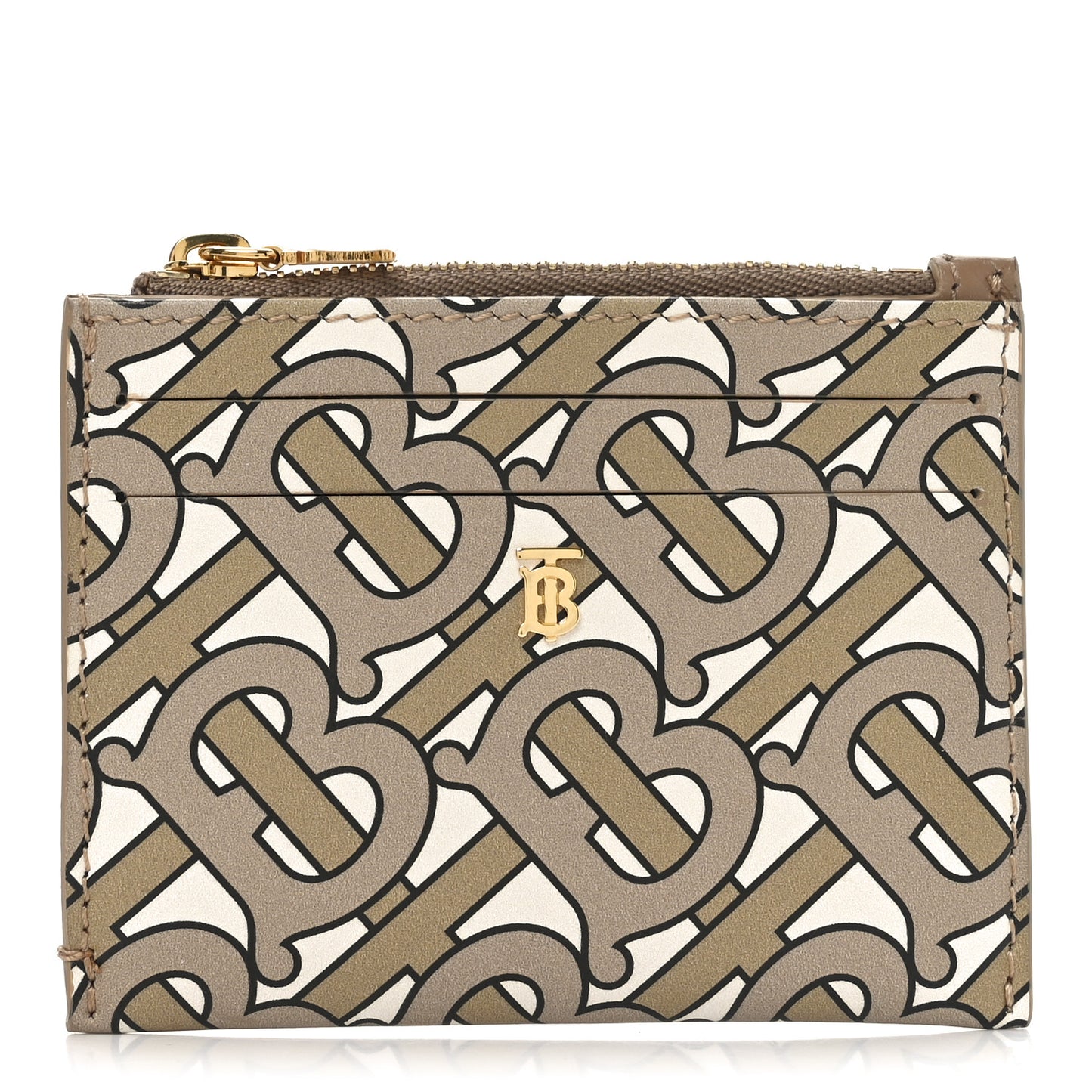 Calfskin Monogram Simone Coin Case Card Holder Beige