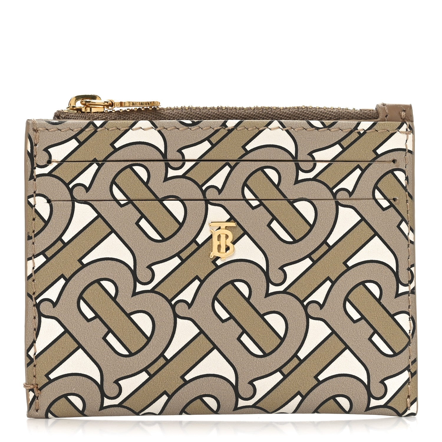 Burberry Calfskin Monogram Simone Coin Case Card Holder Beige 1 of 7