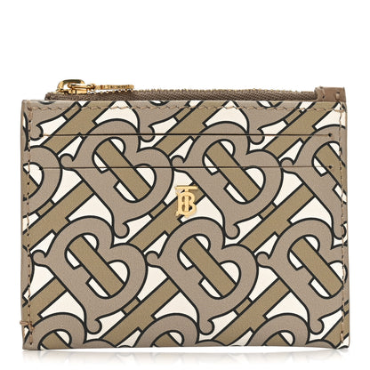Burberry Calfskin Monogram Simone Coin Case Card Holder Beige 1 of 7