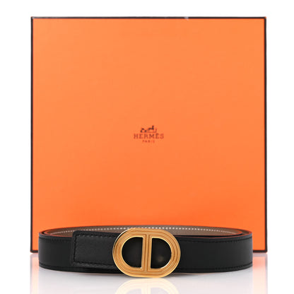 Hermes Swift Epsom 24mm Rivage Belt 85 Black Etoupe 6 of 6