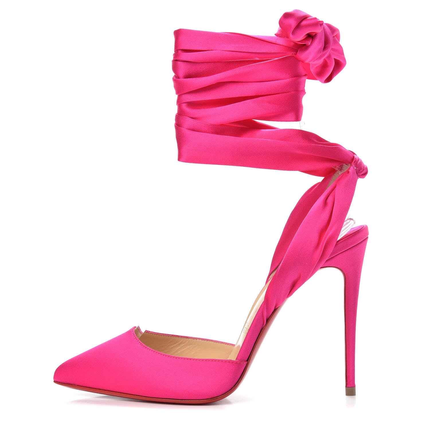 Christian Louboutin Satin Douce Du Desert 100 Heels 37.5 Ultra Rose 1 of 7