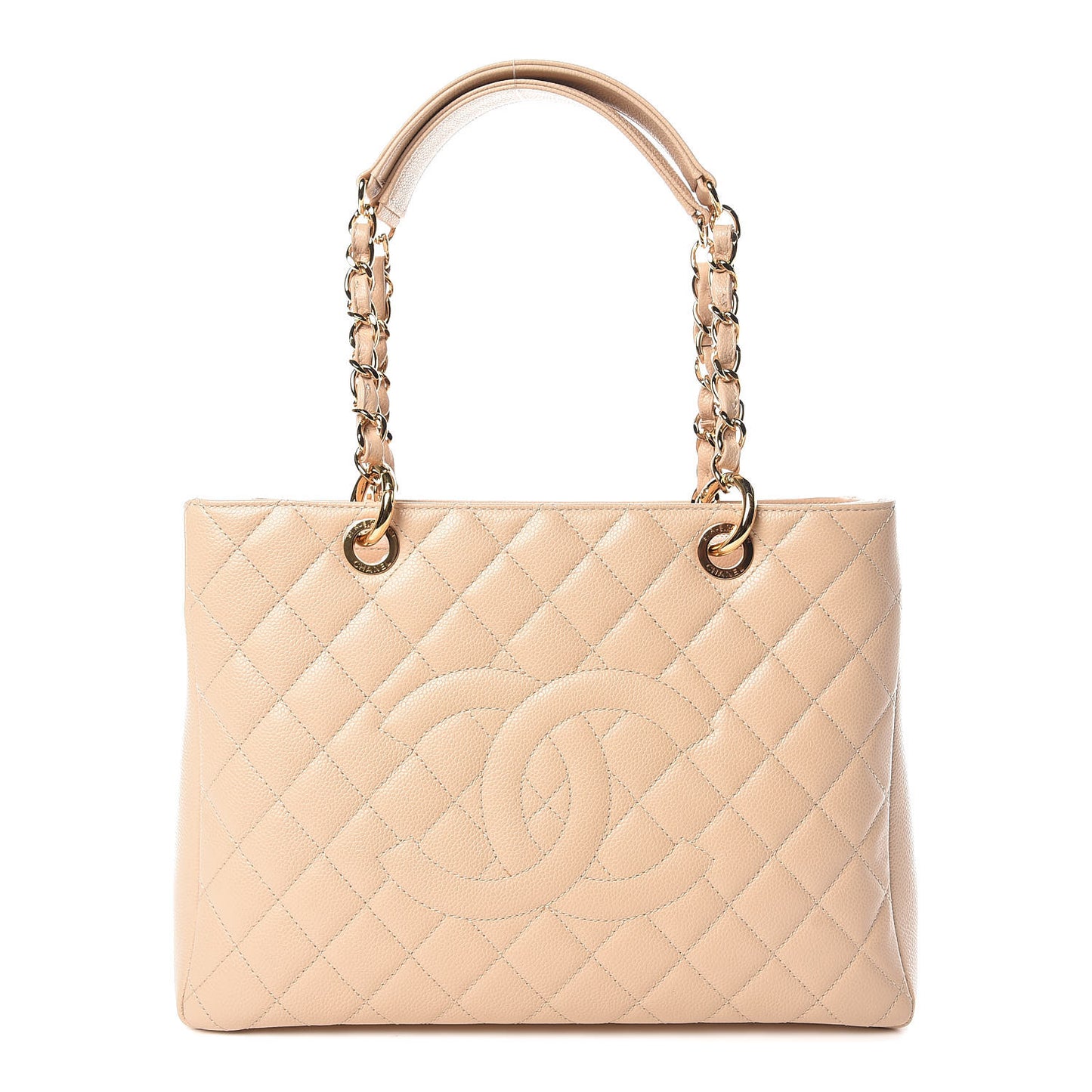 Caviar Quilted Grand Shopping Tote GST Beige Clair