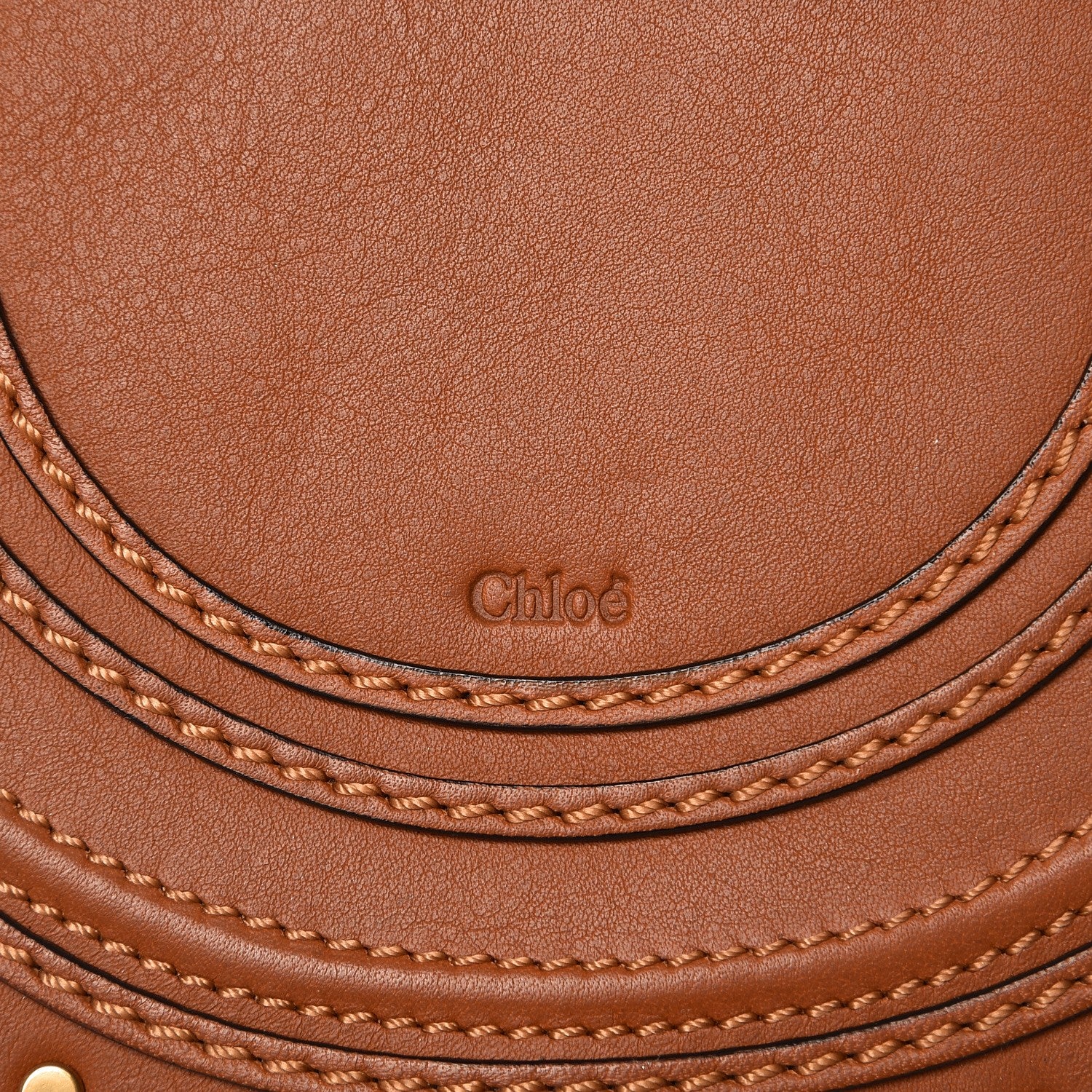 Chloe Calfskin Studded Mini Marcie Round Crossbody Bag Caramel 7 of 8