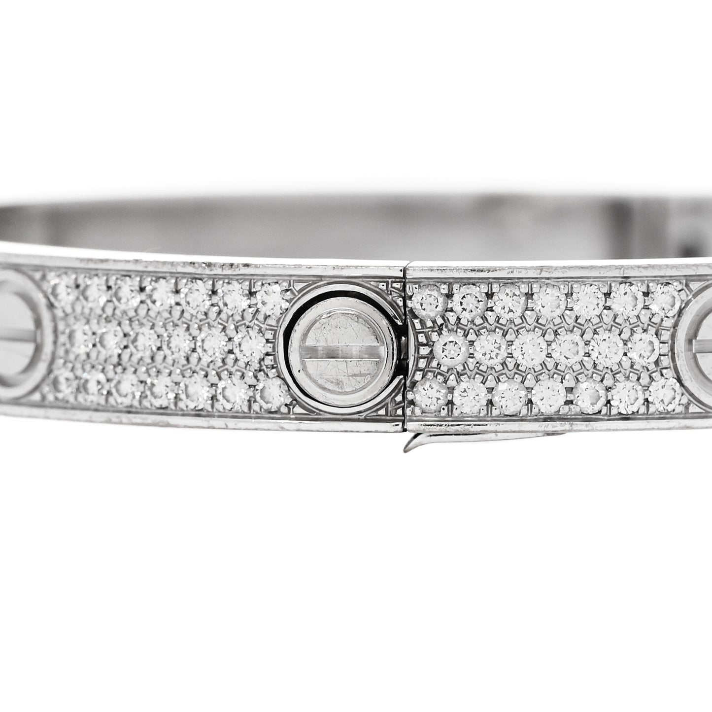 18K White Gold Diamond LOVE Paved Bracelet 18