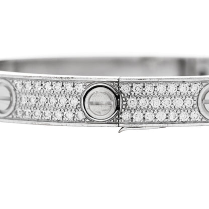 Cartier 18K White Gold Diamond LOVE Paved Bracelet 18 3 of 7