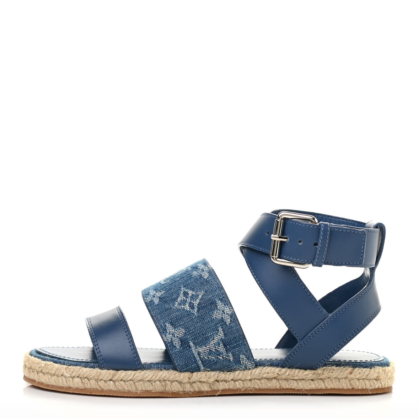 Monogram Denim Starboard Espadrille Flat Sandal 37 Blue