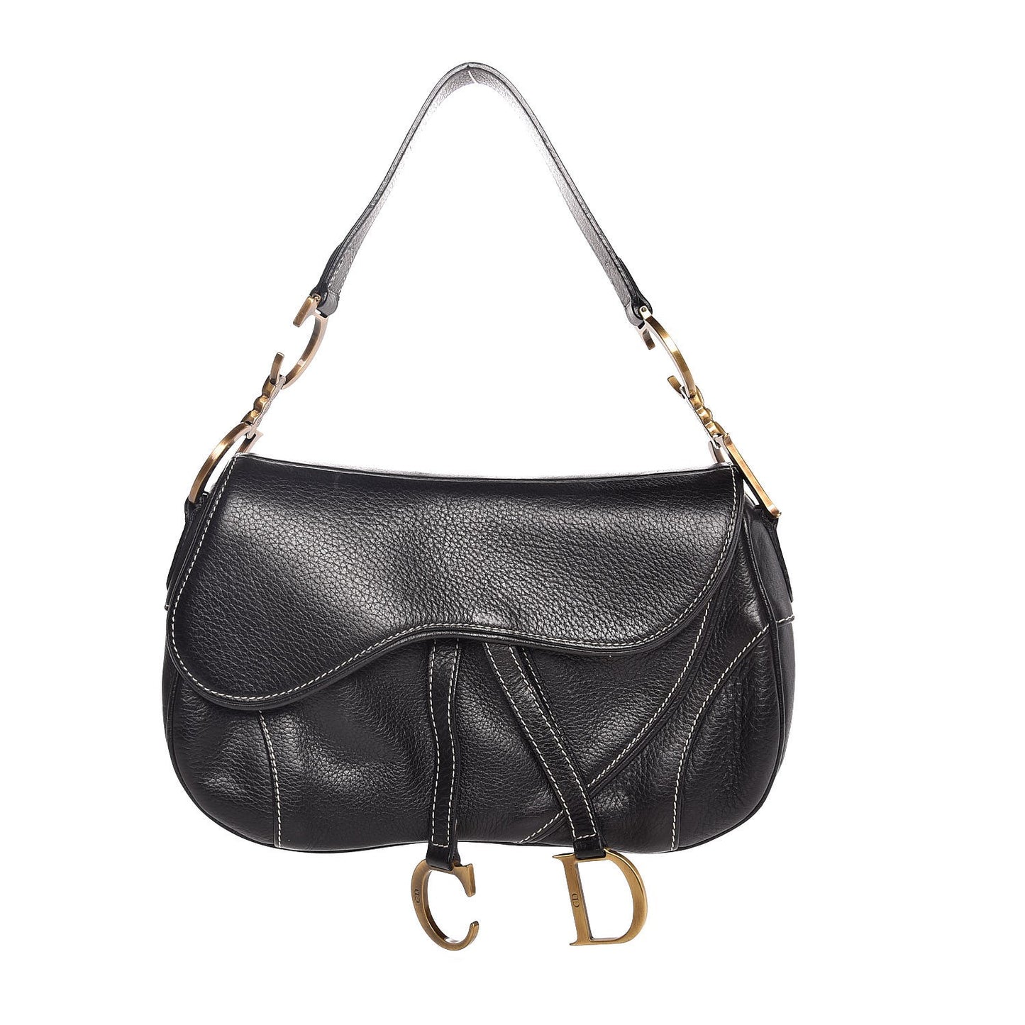 Calfskin Double Saddle Bag Black